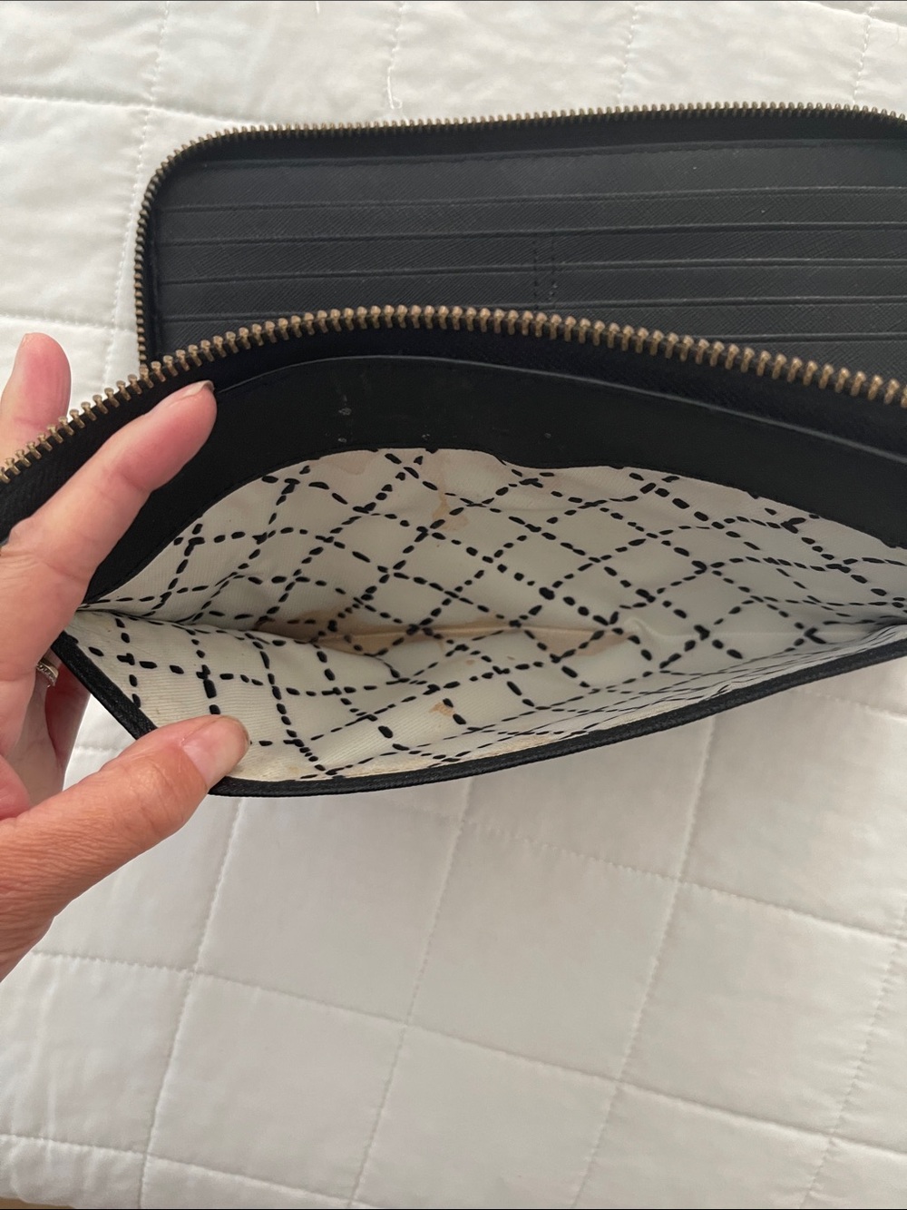 kate spade Black Zip-Around Leather Wallet with Gold Plaque - Picture 5 of 5